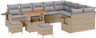 vidaXL Banc de jardin - Ensemble - 12 places - Beige - Poly rotin
