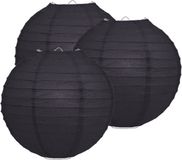 Merkloos 3x zwarte lampionnen 35 cm