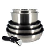 MENASTYL Set di pentole - Induzione - 7930018 - Acciaio inossidabile - 6 pezzi - Manico rimovibile - Grigio