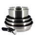 MENASTYL Set di pentole - Induzione - 7930018 - Acciaio inossidabile - 6 pezzi - Manico rimovibile - Grigio