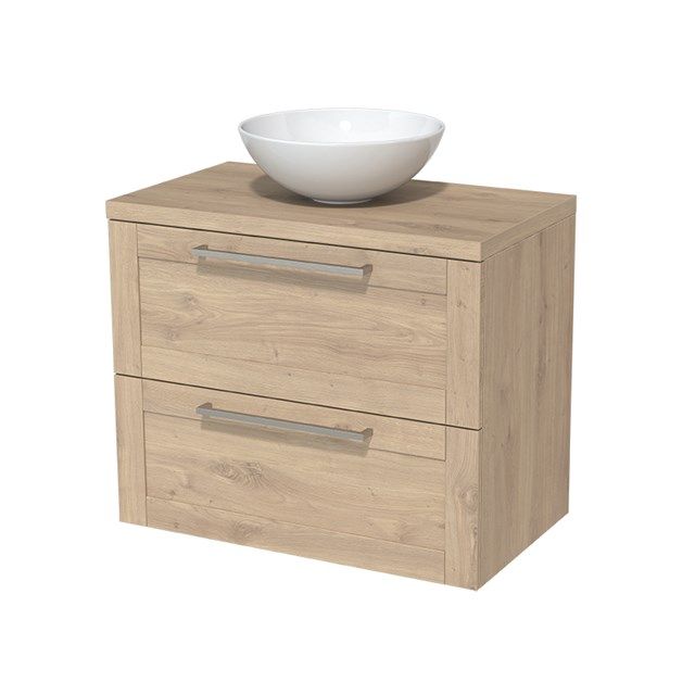 Maxaro Badkamermeubel Modulo Plato Lichtbruin Eiken 80cm 2 Lades