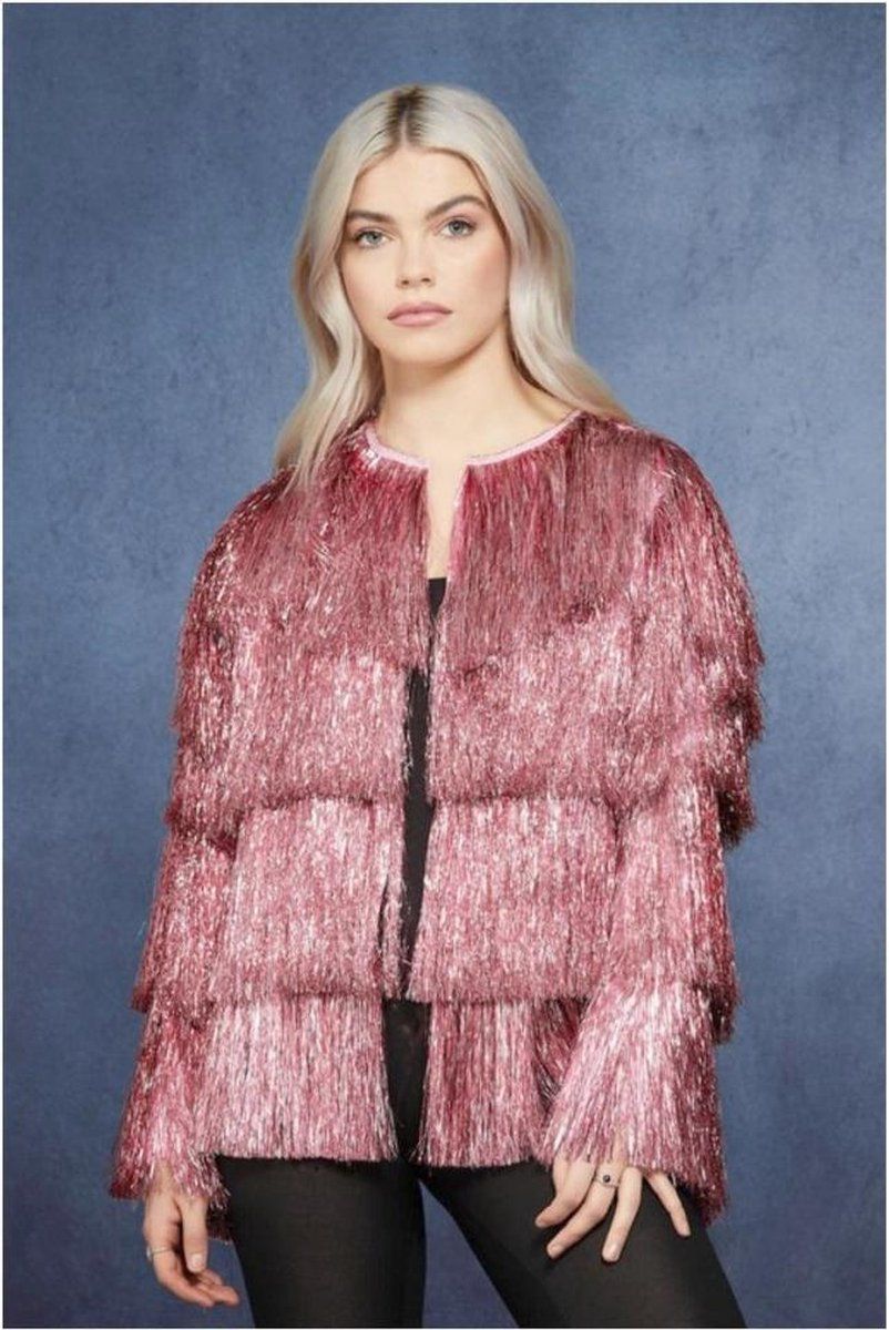 Fever London Kostuum Jacket - Tinsel Festival Roze - S/M - Roze - Dames