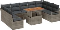 vidaXL Tuinbank Set 10-delig Grijs Polyrattan