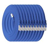 1aTTack.de Platte CAT7 LAN-netwerkkabel 10 Gbit/s 10x 0,5m - blauw