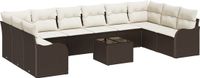 vidaXL Tuinbank Set 10 zitplekken Bruin en wit Polyrattan
