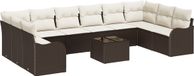 vidaXL Banc de jardin 10 places polyrotin marron et blanc