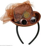 Finidi Steampunk hoedje op haarband voor dames, bruin