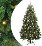 vidaXL Kunstkerstboom 210 cm 300 LED's Warmwit PVC en Staal Groen