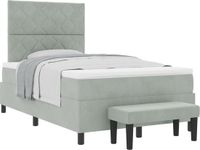 vidaXL Boxspring bed met matras Lichtgrijs 120 x 190 cm Fluweel