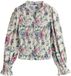 Next Dames Gesmokte blouse met knoop aan de voorkant en lange mouwen - Crème