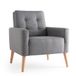 Mondeer Fauteuil, fauteuil met armleuningen, massief houten poten, modern, eenvoudig, voor slaapkamer, woonkamer, balkon, kantoor, 72 x 72 x 81 cm (d x b), grijs