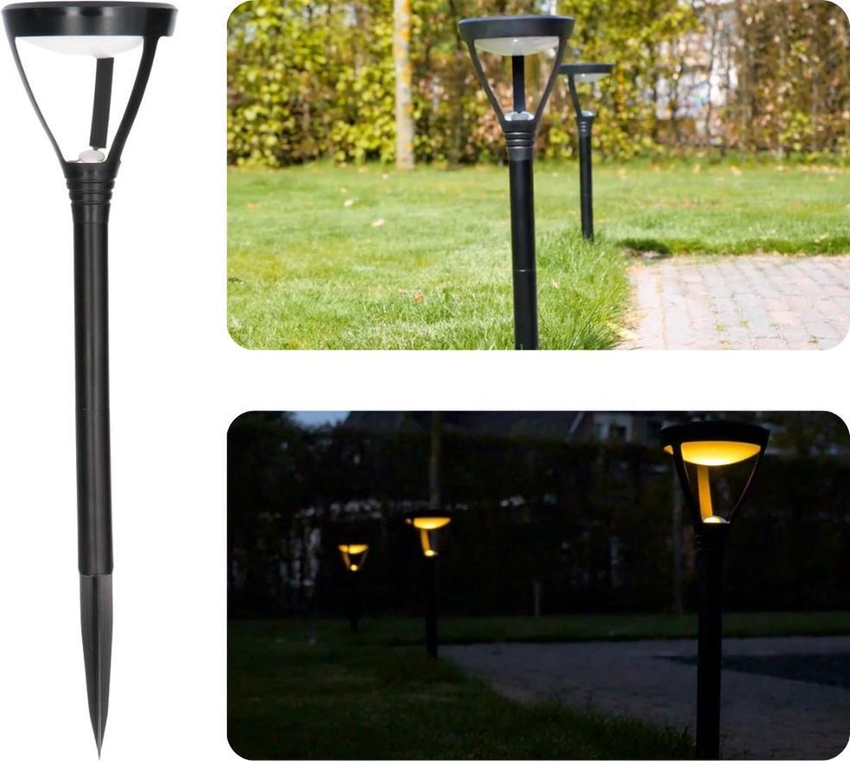 Proventa Solar LED Prikspots op zonneenergie met daglichtsensor - 1 x tuinlamp model Y 45 cm