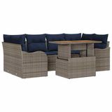 vidaXL Tuinbank Set 7 stuks Grijs en Marineblauw