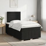 vidaXL Boxspringbed met matras, hoofdeinde, Zwart, 120 x 190 cm, Stof