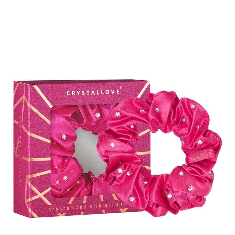 Crystallove Crystallove Crystalized silk scrunchie - hot pink Haarelastiekjes