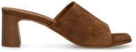 Manfield - Femme - Sandales à talon en daim marron - Taille 39