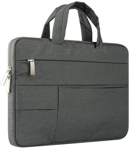 Luminous Luxury Luxe Laptophoes Ritssluiting met Handvat en Buitenvakjes 13 inch Donkergrijs Laptop Accessoires