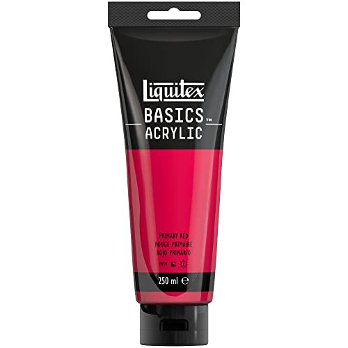 Liquitex 88700236 Basics enkelvoudig pigmenteerde acrylverf, kunstenaarspigmenten, lichtecht, medium viscositeit, goede kwaliteit, satijn finish - 250ml tube, Primary Red