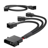 KabelDirekt Molex Y-kabel 12 V 2-polig naar 3 x 2-polig - 15 cm | Y-kabel 15 cm Molex naar 3 x PWM-ventilator + PWM ventilatorverlengkabel 30 cm