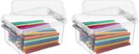 Sunware Set van 12x stuks Sunware Q-line opberg box/opbergdoos - 2 liter - 20 x 15 x 10 cm - kunststof - opslagbox - transparant/zilver