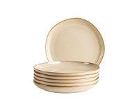 MÄSER Serie Cordelia, dessertbordenset voor 6 personen van hoogwaardig aardewerk, 6-delig tafelservies, onregelmatige serviesvormen, aardewerk, zand