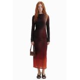 Desigual midi jurk met print - zwart/oranje