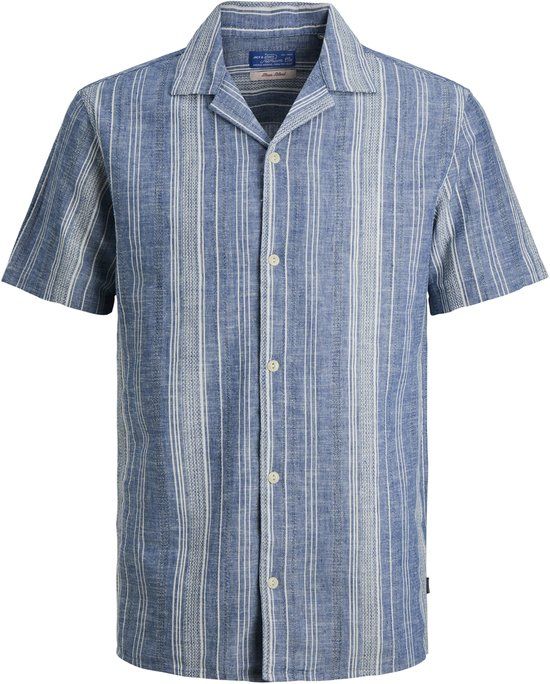 Jack & Jones Overhemd Jprblusummer Lin. Blen Dobby Ss Shi 12291964 Ashley Blue/regular Fit Mannen Maat - L