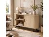 HOMCOM Buffet Ovale Bois Naturel 2 Portes Étagères Réglables 140cm