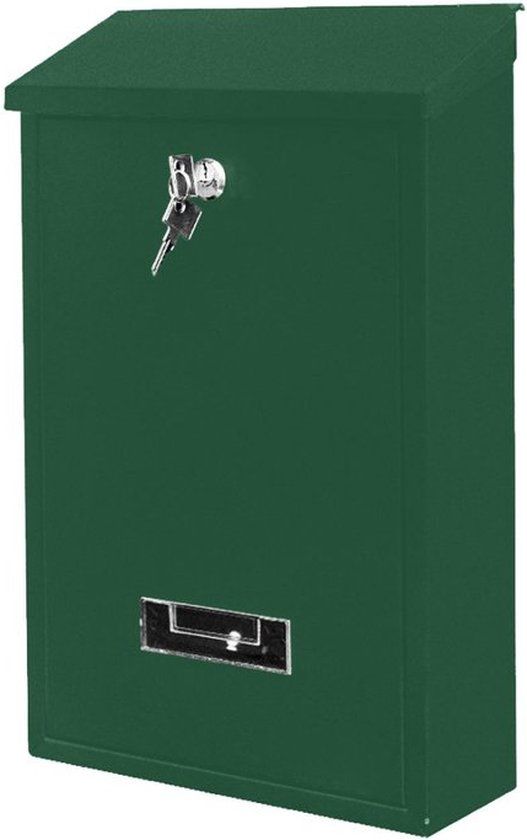 BRASQ Brievenbus Groen – Wandbrievenbus met Slot – Moderne Brievenbus met Naamplaatje - Incl. Montagemateriaal & 2 Sleutels