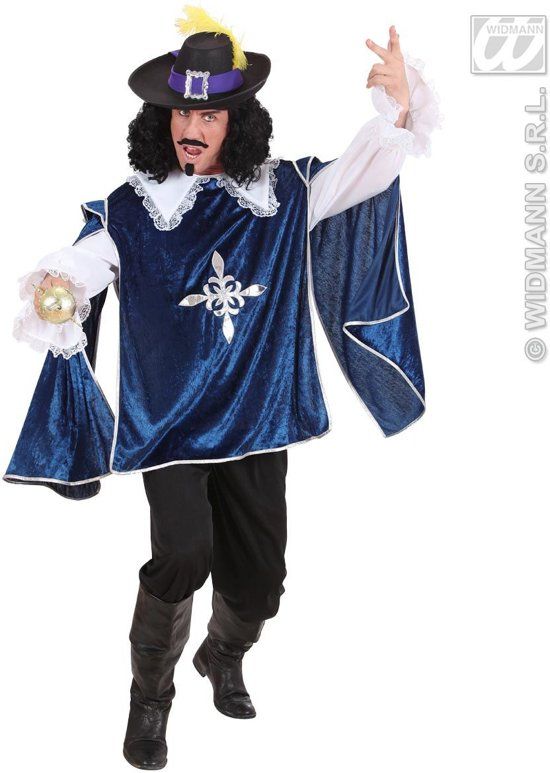 Widmann Musketier Kostuum Musketier Dartagnan En Garde Blauw Kostuum Man Medium Carnaval kostuum Verkleedkleding