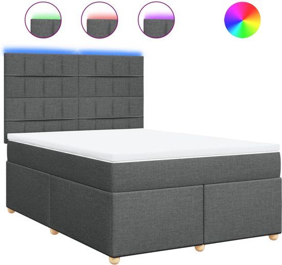 vidaXL Boxspring met matras donkergrijs 160x200 cm
