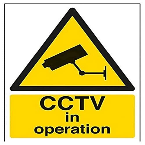 V Safety VSafety 63050AU-W CCTV in bediening waarschuwingsbord - 200mm x 300mm - zelfklevende raamsticker, zwart/geel