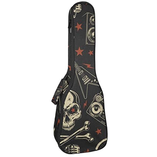 Mersov Tenor Ukulele Gigbag Waterdichte Ukelele Case Gewatteerde Rugzak, Geweldig voor Sopraan Concert (21/23/24") Schedels Rock Patroon Retro