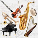 Ambiente Tafel diner servetten - Muziekinstrumenten thema - 20x stuks - 33 x 33 cm - Klassieke muziek