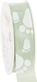 Halbach Seidenbänder Cadeaulint babyvoetjes decoratie doop groen 25mm 16m