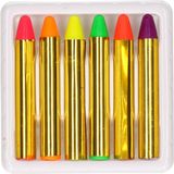 PartyDeco Schminkkrijtjes set - 6x - verschillende neon kleuren
