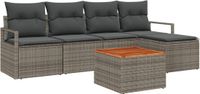 vidaXL Tuinbank Set 6-delig Grijs Polyrattan
