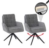 Mendler Set van 2 eetkamerstoelen HWC-Q36, draaibare keukenstoel met automatische terugdraaimechanisme, bekleding van chenille stof (680g/m²), gecertificeerd, metalen frame, kleur: grijs