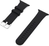 By Qubix - Rubberen Siliconen Sportbandje met Gesp - Zwart - Geschikt voor Apple Watch 44mm / 45mm / 46mm / 49mm