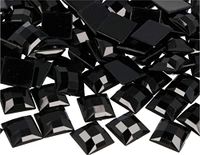 Decoratieve edelstenen, vierkant, zwart, ondoorzichtig, 16 x 16 mm, 500 stuks.