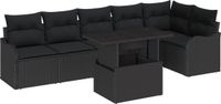 vidaXL Bankstel 7-delig Zwart Polyrattan