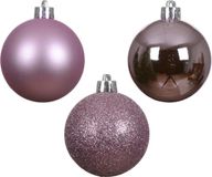 Decoris Mini kerstballen - 14x st - lila paars - D3 cm - kunststof