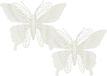 House of Seasons Kerstboomversiering Vlinder - 2x stuks - 16 cm - wit glitter - op clip