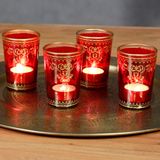 Casa Moro Bol Teelichtglas Rot Gold 6er Set