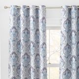 KGORGE Gordijnen 84 inch lengte - blauwe verduisterende gordijnen voor slaapkamer doorvoertule top damast geometrie raamdecoratie voor keuken woonkamer, blauwe grot, B 132 x L 84 inch, 1 paar