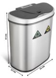 Poubelle à capteur - 70 litres - Double - Inox argent