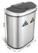 Poubelle à capteur - 70 litres - Double - Inox argent