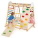COSTWAY 8-in-1 structure d'escalade en bois, jeu d'escalade pliable avec tour d'escalade, prises d'escalade, rampe d'escalade, filet d'escalade, corde d'escalade, échelle et balançoire