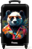 NoBoringSuitcases.com® Koffer groot - Rolkoffer lichtgewicht - Panda als tropische straatkunst - Reiskoffer met 4 wielen - Grote trolley XL - 20 kg bagage