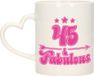 Bellatio Decorations Verjaardag cadeau mok 45 jaar - roze - hartjes handvat - geweldig - 300 ml - keramiek